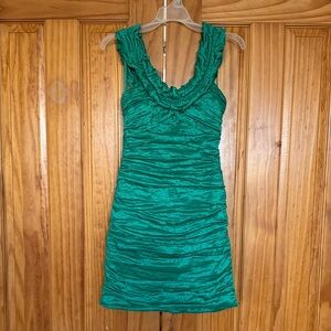 BCBGMaxAzria Vibrant Green Ruched Mini Dress